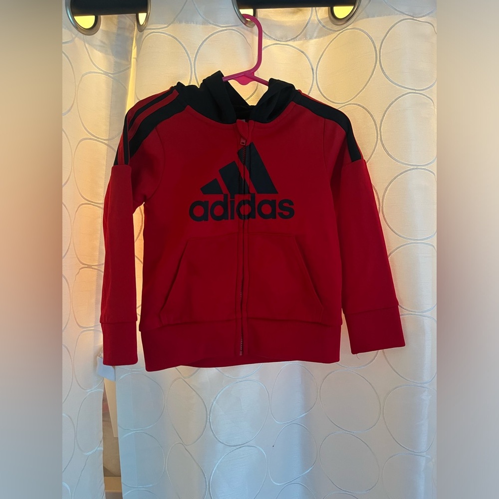 Adidas Infant Zip Up Jacket ~ Red & Black ~ Classic ~ Sporty